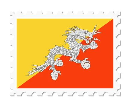 Stamp flag bhutan Stock Illustration
