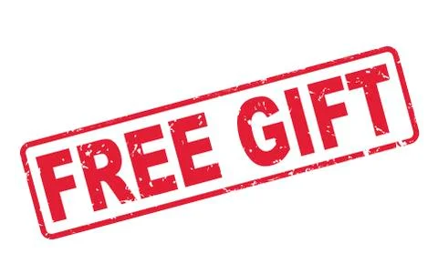 Stamp free gift with red text on white Illustrazione stock