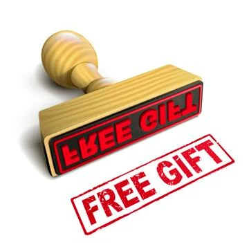 Stamp free gift with red text on white 스톡 일러스트