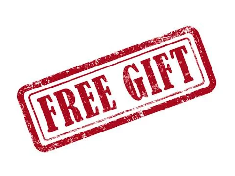 Stamp free gift in red text on white イラスト素材