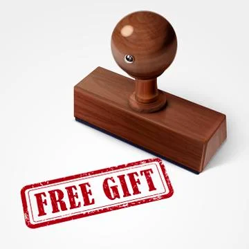 Stamp free gift in red text on white 스톡 일러스트