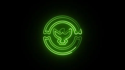 Stamp Icon Isolated on Black Background, Neon Approval Line Motion Graphic .. Stock Footage 327667386
