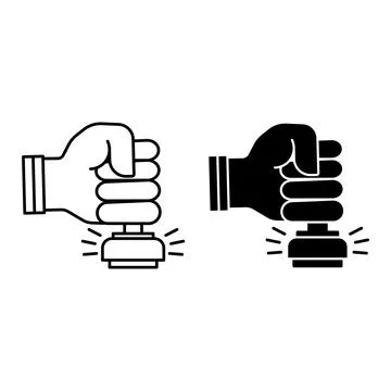 Stamp Icons. Line and Glyph Vector Illustrations. Human Hand with a Seal. S.. Stock Illustration