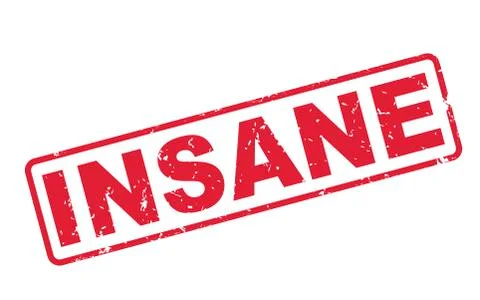 Stamp insane with red text on white イラスト素材