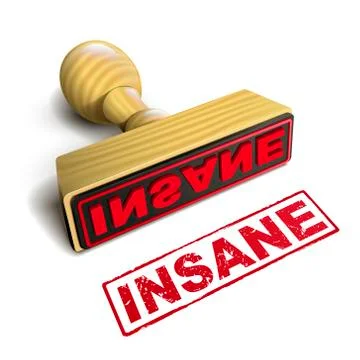 Stamp insane with red text on white 스톡 일러스트