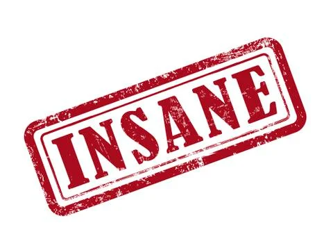 Stamp insane in red text on white 스톡 일러스트