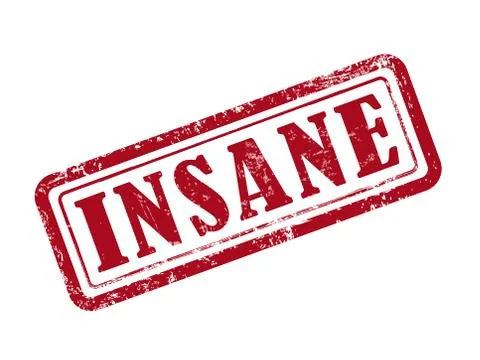 Stamp insane in red text on white イラスト素材