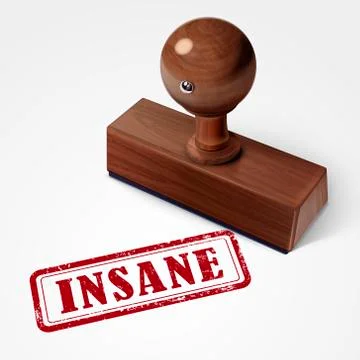 Stamp insane in red text on white Illustrazione stock