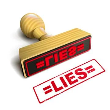 Stamp lies with red text on white Illustrazione stock