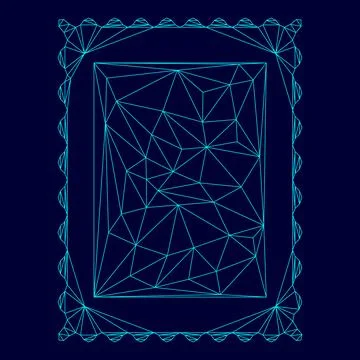 Stamp low poly triangulation triangulated polygonal electric cyan blue vibr.. Stock Illustration