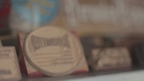 Stamp maker working at his stall on the sidewalk Stock Footage 230088495