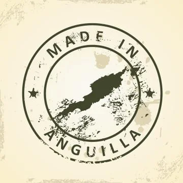 Stamp with map of Anguilla Stock Illustration