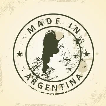 Stamp with map of Argentina Stock Illustration