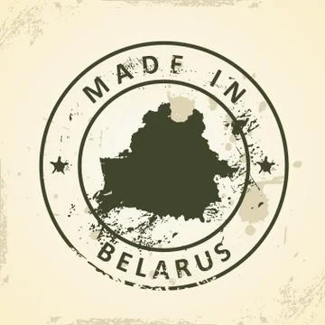 Stamp with map of Belarus Stock Illustration