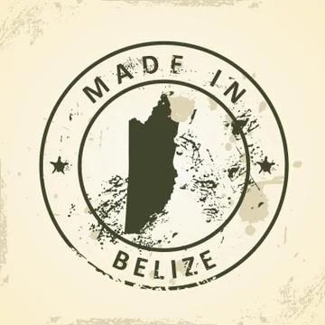 Stamp with map of Belize Stock Illustration