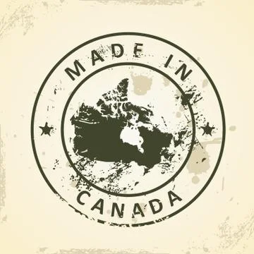 Stamp with map of Canada Illustrazione stock