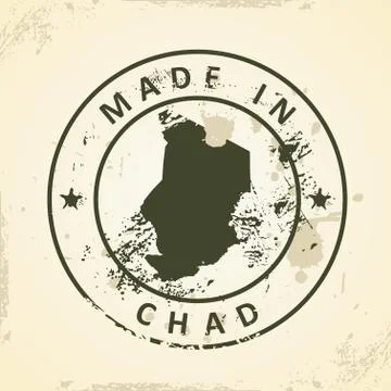 Stamp with map of Chad Stock Illustration