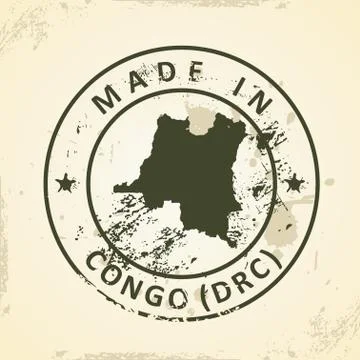 Stamp with map of Congo (DRC) Illustrazione stock