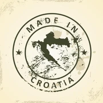 Stamp with map of Croatia Stock Illustration