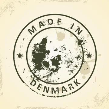 Stamp with map of Denmark Stock Illustration