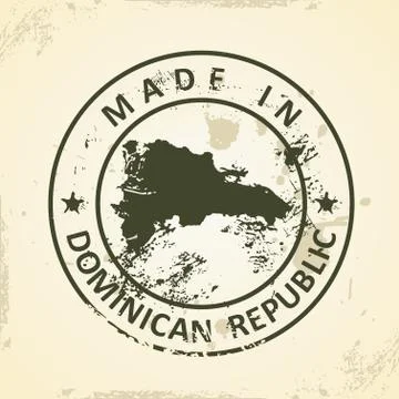 Stamp with map of Domican Republic Stock Illustration
