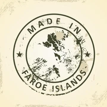 Stamp with map of Faroe Islands Stock Illustration