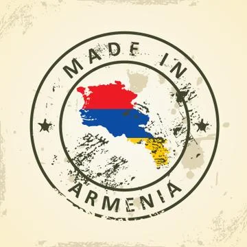 Stamp with map flag of Armenia Stock Illustration