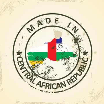 Stamp with map flag of Central African Republic Stock Illustration