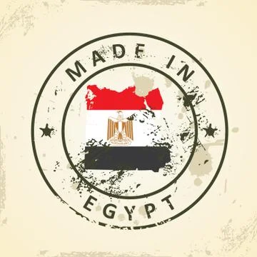Stamp with map flag of Egypt Stock Illustration