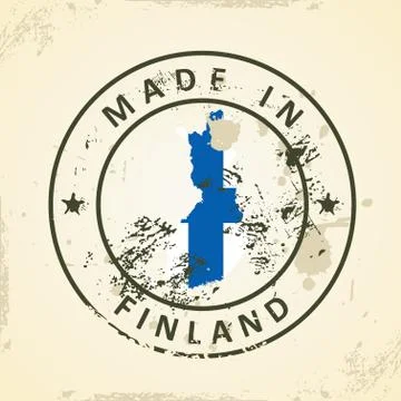 Stamp with map flag of Finland Stock Illustration
