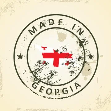 Stamp with map flag of Georgia Stock Illustration