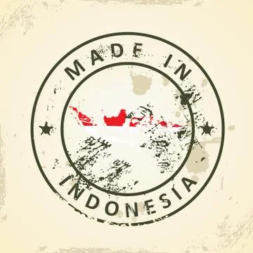 Stamp with map flag of Indonesia Stock Illustration