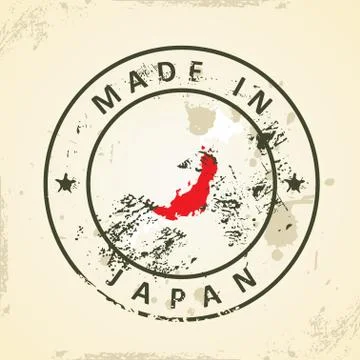 Stamp with map flag of Japan Stock Illustration