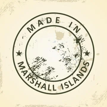 Stamp with map flag of Marshall Islands Stock Illustration