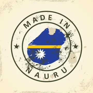 Stamp with map flag of Nauru Stock Illustration