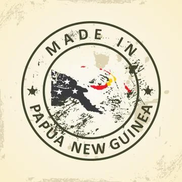 Stamp with map flag of Papua New Guinea Stock Illustration