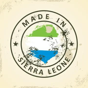 Stamp with map flag of Sierra Leone Stock Illustration
