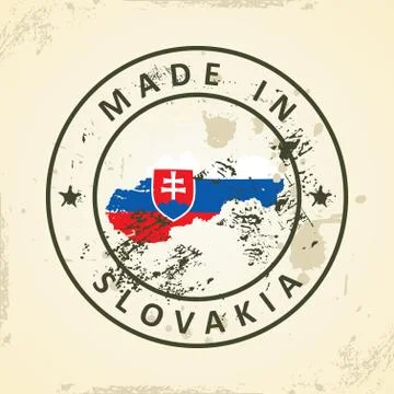 Stamp with map flag of Slovakia Stock Illustration