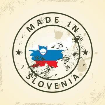 Stamp with map flag of Slovenia Stock Illustration