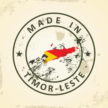 Stamp with map flag of Timor-Leste Stock Illustration