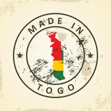 Stamp with map flag of Togo Stock Illustration