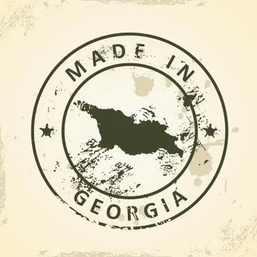 Stamp with map of Georgia Stock Illustration