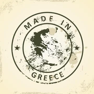 Stamp with map of Greece Stock Illustration