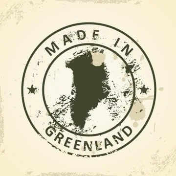 Stamp with map of Greenland Stock Illustration