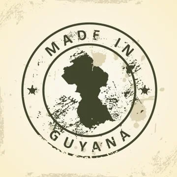 Stamp with map of Guyana Stock Illustration