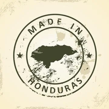 Stamp with map of Honduras Stock Illustration