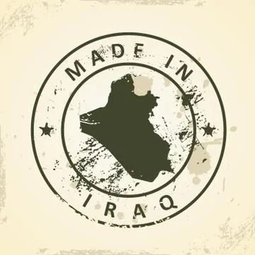 Stamp with map of Iraq Stock Illustration