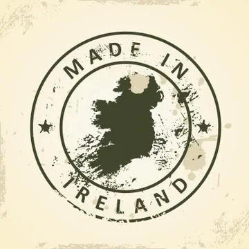 Stamp with map of Ireland Stock Illustration