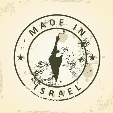 Stamp with map of Israel Stock Illustration