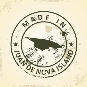 Stamp with map of Juan de Nova Island Stock Illustration